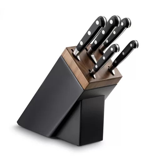 LION SABATIER Sarlat késblokk, 5 Ideal Rivets Inox késsel