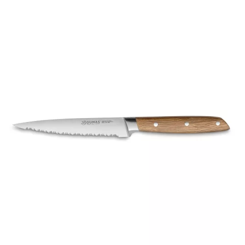 32 DUMAS Signature konyhai kés, recézett pengével (12 cm) tölgy