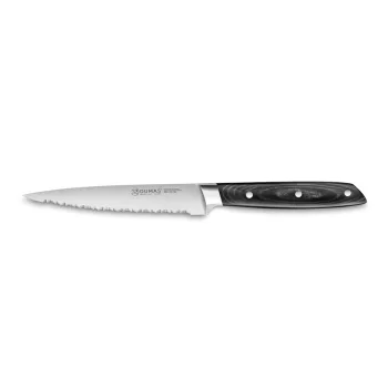  32 DUMAS Signature konyhai kés, recézett pengével (12 cm) micarta
