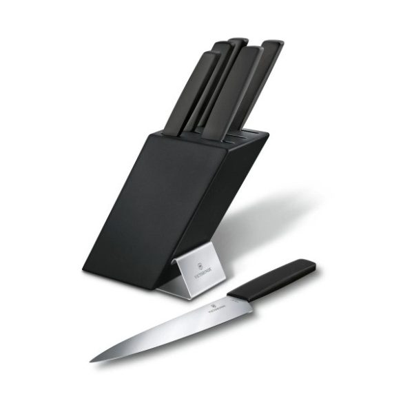 VICTORINOX Swiss Modern késkészlet, 6 késsel, blokkban, fekete