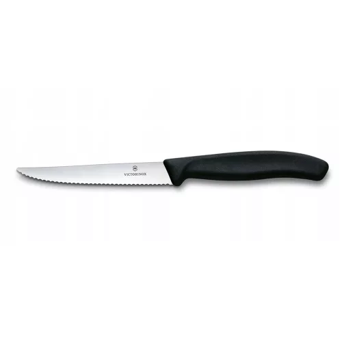 VICTORINOX Swiss Classic steak kés, recézett pengével (11 cm) fekete