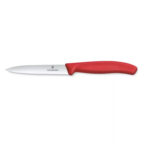 VICTORINOX Swiss Classic hámozókés, recézett pengével (8 cm) piros