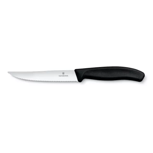 VICTORINOX Swiss Classic steak kés, recézett pengével  (12 cm) fekete