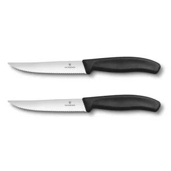   VICTORINOX Swiss Classic steak kés, recézett pengével  (12 cm) 2 részes, fekete