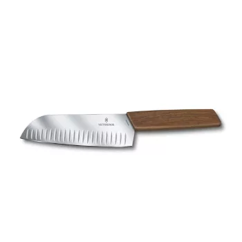   VICTORINOX Swiss Modern santoku kés, barázdált pengével (17 cm) diófa